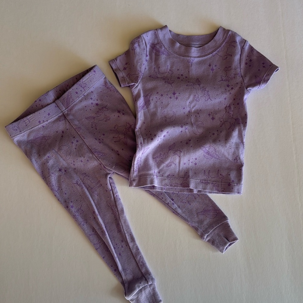 Wonder Nation, Purple Unicorn PJ Set, Size 12 Months